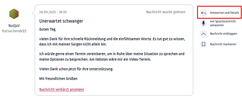 Nachricht beantworten Nachricht beantworten