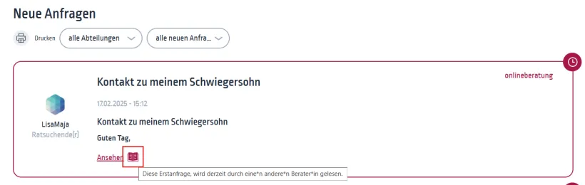 Anfrage wird gerade gelesen