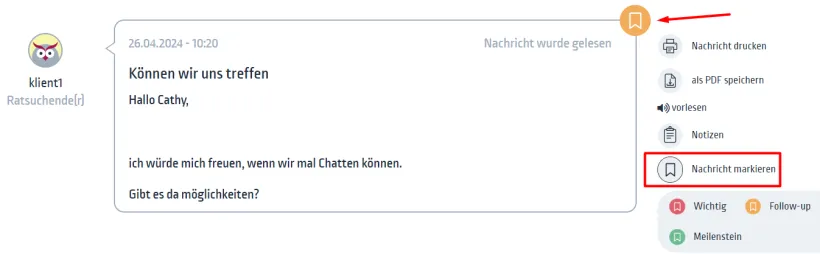 Nachrichten markieren Nachrichten markieren