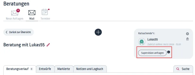 Supervision-Anfrage starten