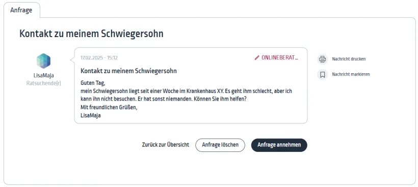 Erstanfrage lesen