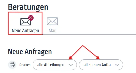 Neue Anfragen Postfach