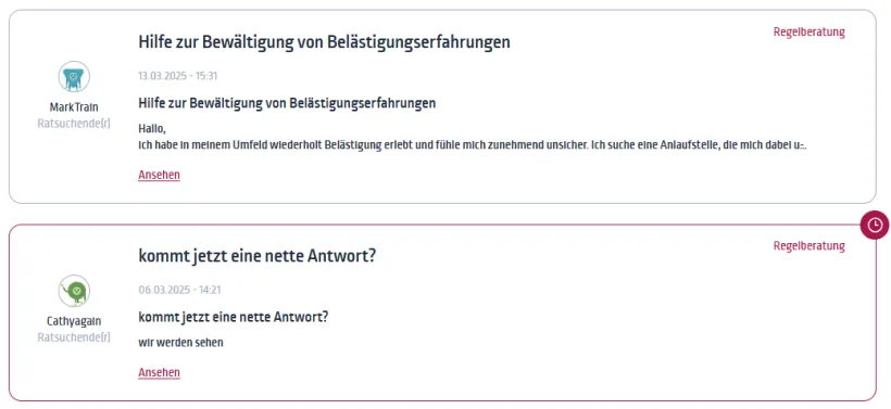 Übersicht neue Anfragen