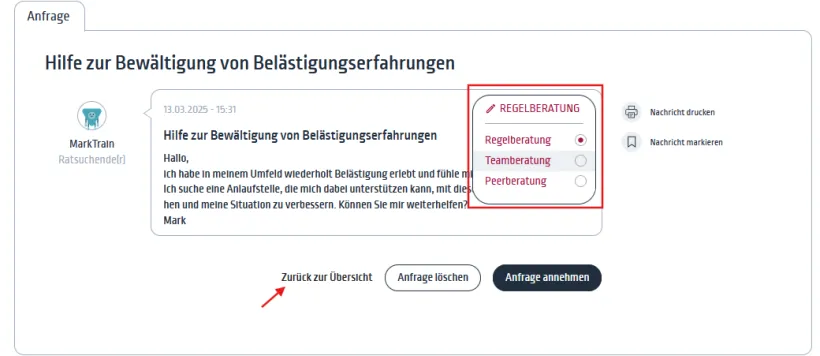 Abteilung ändern