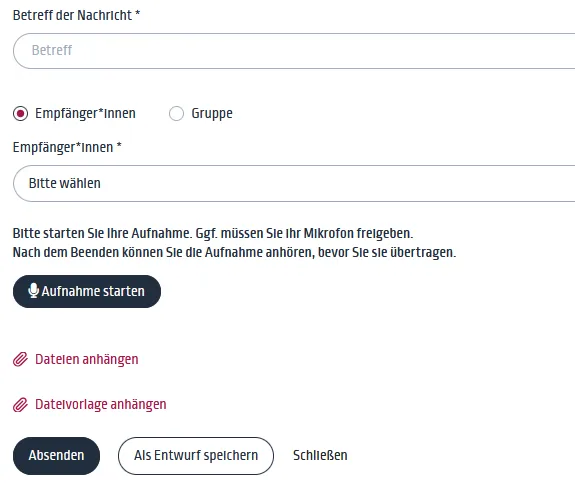 Sprachaufnahme starten Sprachaufnahme starten