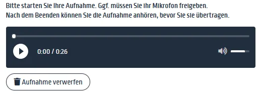 Aufnahme verwerfen Aufnahme verwerfen