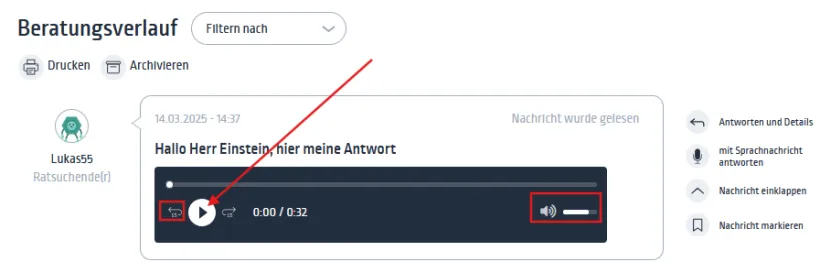 Sprachnachricht hören Sprachnachricht hören