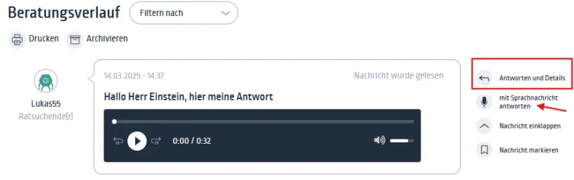 Sprachnachricht beantworten Sprachnachricht beantworten
