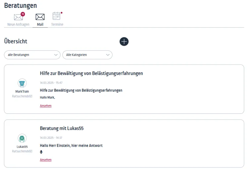 Beratungsübersicht
